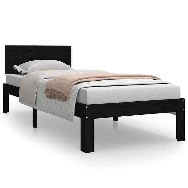 vidaXL Rám postele černý masivní dřevo 75 x 190 cm malé jednolůžko