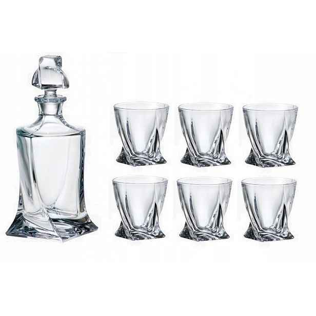Bohemia Quadro Sada na whisky Karafa 850 ml sklenice 6 x 340 ml Dárek