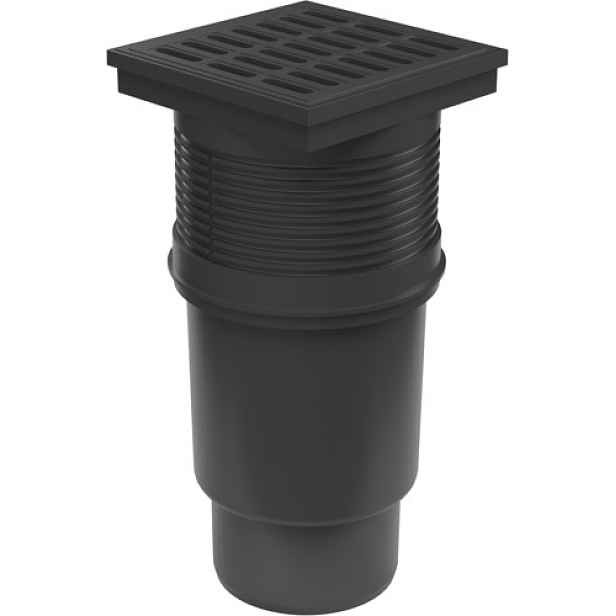 Chuděj Kanalizační vpust spodní DN110; suchá klapka; plastová mřížka 150x150 mm  (Gule spodní DN110 s plastovou mřížkou)