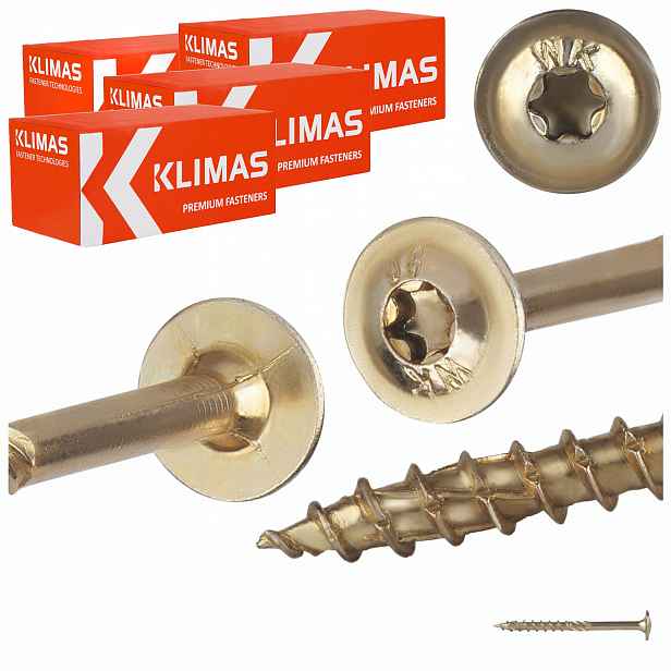 Tesařské vruty Torx 8x100 mm 200 ks talířové na dřevo Klimas Wkcp