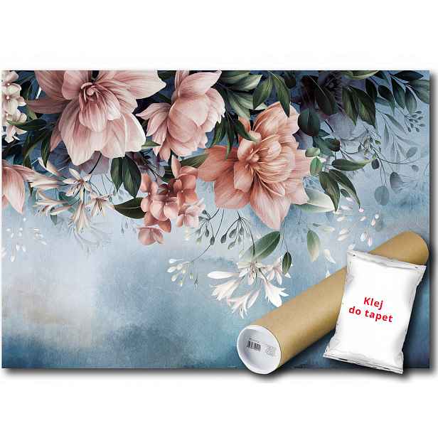 Vinylová Fototapeta Pastelové Květiny Listy Grafika 152x104